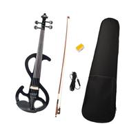 Professional Violin 4/4 Black Electric Violin Kit W/Brazilwood Bow Bridge Audio Cable Canvas Case Student Violin Set For Beginner
