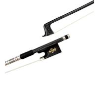 professional violin bow 1pc Professional Silver Woven Grid Carbon Fiber 4/4 Violin Bow White Horse Hair Ponytail(B)