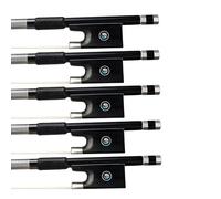 professional violin bow 5 Pieces Violin Bows 4/4-1/8 Black Carbon Fiber Rods Unbleached Horsehair Ebony Bows With Circle Eye Inlay React(3/4)