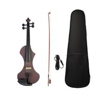 Professional Violin Electric Violin 4/4 Solid Wood Mahogany Metallic Electric Violin Silent Violin Case Brazilwood Bow (Color : Wine red)