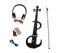 Professional Violin Electric Violin Set With Fittings Fiddle With Hard Case Acousti Violin Bow Headphone Cable Carry Case Accessorie (Color : Upgraded black)