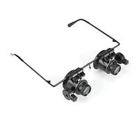Professional Watch Repair Eye Glasses 20x Magnifying Magnifier Jeweler Tool LED Light Lens Loupe, ABS and Metal Material with 20x Magnified View for Watchmakers and Jewelers