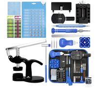 Professional Watch Repair Kit, GLDCAPA Watch Battery Replacement Kit, Watch Repair Tools with Carrying Case, Watch Link Removal Tool Kit, Watch Press Set with 60pcs Watch Battery, Blue