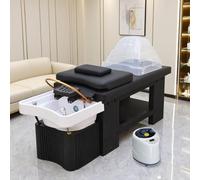 Professional Water Circulation Massage Shampoo Bed, Head Spa Equipment with Fumigation Waterfall & Light Therapy, Massage Table for Beauty Spa Salon