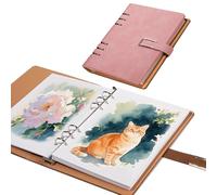 Professional Watercolor Sketchbook with 6-Ring Binder, 20 Sheets 300GSM/140lb 100% Cotton Acid-Free Cold Press Paper, 9.25" x 6.3" Textured Art Journal for Artists, Students & Adults (Pink)