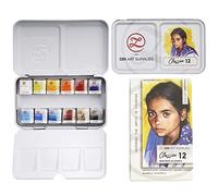 Professional Watercolour Paint Set, CLASSICO 12Half Pans Portable Metal Tin