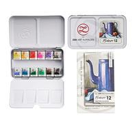 Professional Watercolour Paint Set, MODERNO 12Half Pans in Metal Tin