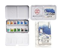 Professional Watercolour Paint Set - VISTA 12 Half Pans in Metal Tin