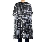 Professional Waterproof Hair Styling Cape Nylon Haircut Salon Cape Gown Hair Salon with Snap Closure Black 1