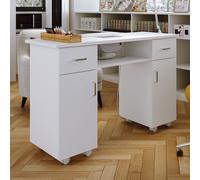 Professional Wheeled Manicure Salon Table w/ Electric Dust Extractor