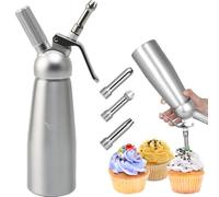 Professional Whipped Cream Dispenser 500ml/1 Pint Homemade Cream Maker with 3 Decorating Nozzles for Cake Cheese Dessert Shop