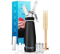 Professional Whipped Cream Dispenser w/Stainless Steel Tips & Canister Brush - Whipped Cream Maker - 500mL (1 Pint) Aluminum Whipping Siphon - Cream Whipper - Leak Resistant Whip Cream Dispenser