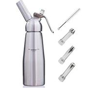Professional Whipped Cream Siphon In Aluminum 500 Ml with 3 Decorative Nozzles (N20 Not Included)