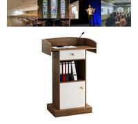Professional White Podium Desk with Storage Cabinet & Drawer - Ideal for Teachers, Emcees, Chaplains & Presenters - Durable, Stylish Lecture Stand for Events and Conferences