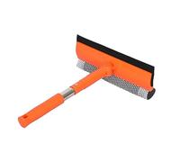 Professional Window Squeegee, 2 in 1 Squeegee Window Cleaner with Long Stainless Steel Handle, Sponge Car Window Squeegee for Gas Station, Glass, Shower, Outdoor High Window Cleaning (Short)