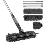 Professional Window Squeegee Cleaner, 2 in 1 Window Squeegee Cleaner Tool Kit with 5.4 FT Extension Pole, High Windows Cleaning Tool for Shower Glass Car Windshield(grey)