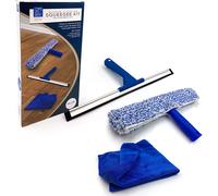 Rubber Squeegee Window Cleaner and Microfibre Glass Wiper, Twin Pack 14” Multipurpose Professional Cleaning Kit for Window, Car, Bathroom & Shower