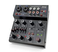 Professional Wireless DJ Audio Mixer - 4 Channel Bluetooth DJ Controller Sound Mixer - USB Audio Interface, 2 Combo Jack XLR+6.35mm Mic/Line/Guitar In, 3.5mm, RCA AUX, Headphone Jack - Pyle PAD43MXUBT