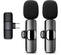 Professional Wireless Lavalier Lapel Microphone for iPhone Android - Bluetooth Mini Phone Microphones for Video Recording - 2 Clip on Mics with USB C Interface for Tiktok YouTube Vlog