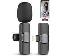 Professional Wireless Lavalier Microphone for iPhone iPad, Cordless Omnidirectional Clip Mic, Plug-Play for Interview Video Podcast Vlog YouTube