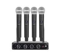 Professional Wireless Microphone UHF 4 Channel Fixed Frequency Handheld Device For Stage Presentations, Home Parties, Churches