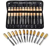 Professional Wood Carving Chisel Set - 12 Piece Sharp Woodworking Tools w/Carrying Case - Great for Beginners