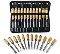 Professional Wood Carving Chisel Set Sharp Woodworking Tools/Carrying Case Great for Beginners Hand Tools (12 Piece)