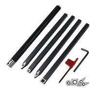 Professional Wood chisels 5 PCS Set Carbide Wood Lathe Turning Tool Set Detaile Hollower Rougher Finisher with Diamond Round Square Carbide Inserts Interchangeable Handle