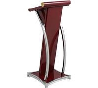 Professional Wooden Podium - Red Speaker Stand with Wide Desktop, Perfect for Spes & Presentations in Schools, Offices & Churches, Sturdy Lectern for Public Speaking