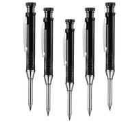 Professional Woodworking Pen Kit - 5pcs Long Nose Pens for Deep Hole Marking & Engineering Drafting - Heavy Duty & Precision Designed (Black)