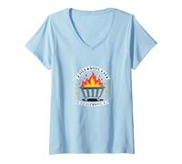 Professionally Unprofessional Dumpster Fire Humor V-Neck T-Shirt, Women, Baby Blue, XXL