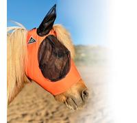 Professional's Choice Comfort-Fit Fly Mask | Smooth, Stretchy Material | Mesh Around The Eyes and Ears Allows for Clear Vision and Keeps Flies and Bugs Away | Pony Size | Orange