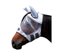 Professional's Choice Fly Screen Mask | UV Protective Lightweight mesh | Breathable and Soft Ear coverings | Forelock Hole for Added Security and Comfort | Horse Size | Gray