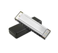 Professionals Harmonica 10 Hole Harmonica Blues Red Blue Beginner Instrument(Silver)
