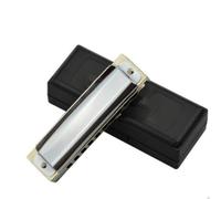 Professionals Harmonica Ten Hole Blues Harmonica In The Key Of C Electroplated Copper Grid Beginner Instrument(#D-key Silver)