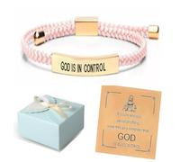 Professionk/Residencew Bracelet, Inspire Bracelet God Is in Control, Adjustable Stainless Steel Gifts Jewelry, Handmade Alphabet Woven Bracelets (pink)