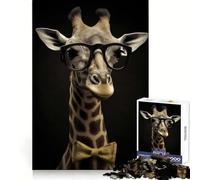 Professor Giraffe Jigsaw Puzzles 1000 Pieces for Adults Memory Boost Warm Time Image Assembly Fine Art Piece (38x26cm)