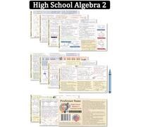 Professor Nano High School Algebra 2 Concept Cards || 4x7.11 inches, Set of 11 || Cheat Sheet, Quickstudy