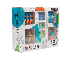 Professor Puzzle Einstein Puzzle Lab Set | 7 Metal & Wooden Brainteasers Inspired by Einstein | Logic Challenge Set for Teens & Adults | Mind-Bending Puzzles with Solutions | STEM Gift For Ages 13+