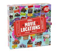 Professor Puzzle Movie Locations Jigsaw Puzzle | 1000 Piece Film Trivia Puzzle Game | Guess 50 Iconic Movies from Illustrated Clues & Ticket Stub Hints | Includes Poster, Answers & Pop-Up Sorting Box