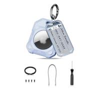 PROfezzion 1 Pack 2-in-1 Secure Air Tag Holder Hard Shell Case with Key Rings, Key Tag, Metal Wire Cable, Allen Wrench and Spare Screws for Keychain, Dog Collar, Luggage Bag, Backpack & More - Blue