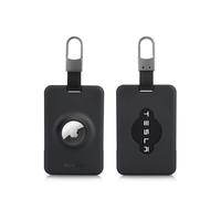 PROfezzion 2-Pack Secure Tesla Key Card Holder with Air Tag Slot, Durable Plastic Card Key Case for Model 3 Y S X Accessories with Anti Scratch Protective Film and Multi Keychain Rings, Silm Black