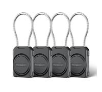 PROfezzion 4-Pack Secure GPS Tag Holder with Metal Wire Cable for Luggage, IPX8 Waterproof Hard Shell Hidden Case with Allen Key Locking System for Travel Suitcase, Backpack, Keys, Pets & More