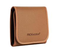 PROfezzion Deluxe Lens Filter Case 3 Pockets Camera Lens Filter Storage Pouch PVC Carry Bag for Circular ND CPL UV Polarising Neutral Density Filter up to 82mm with Microfiber Cleaning Cloth, Brown