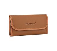 PROfezzion Deluxe Lens Filter Case 4 Pockets Camera Lens Filter Storage Pouch PVC Carry Bag for Circular ND CPL UV Polarising Neutral Density Filter up to 58mm with Microfiber Cleaning Cloth, Brown
