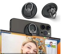PROfezzion 3-in-1 Aluminum Magnetic Camera Mount for MacBook Webcam, Continuity Camera Mount for iPhone 16 16 Plus 16 Pro 16 Pro Max 15 14 13 12 & Mac OS Ventura/Later, with Tripod Hole(BLACK)