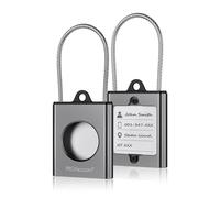 PROfezzion Secure Metal Air Tag Holder Case with Name Tags, Wire Cable & Keyring for Luggage, Cabin Suitcase, Carry on, Travel Hand Luggage Bag, Camera Bag, Handbag, Backpack, Keys and More (Grey)