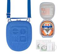 PROfezzion Travel Carrying Case for Yoto Mini & Headphone, Hard Shell Storage Bag EVA Premium with Dedicated AirTag Pocket, Handle, Shoulder Strap and Card Holders (Blue Large)