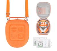 PROfezzion Travel Carrying Case for Yoto Mini & Headphone, Hard Shell Storage Bag EVA Premium with Dedicated AirTag Pocket, Handle, Shoulder Strap and Card Holders (Orange Large)