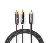Profgold 3m OFC Twin Y Phono Cable Lead Stereo Audio 1 x RCA to 2 x RCA Male